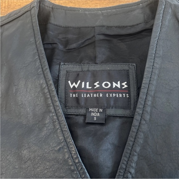 Wilsons Men’s Black Leather Vest Size Small Biker Moto Western Full Zip Unisex - Picture 6 of 13
